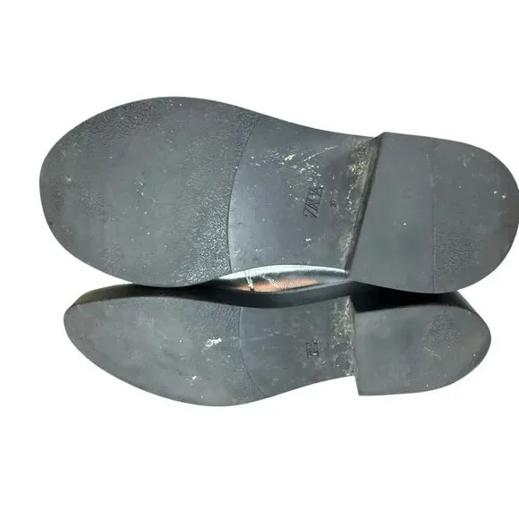 Zara Silver Metallic Loafers Platform Chunky Sole Faux Leather Shoes 37 6.5 - Picture 8 of 8